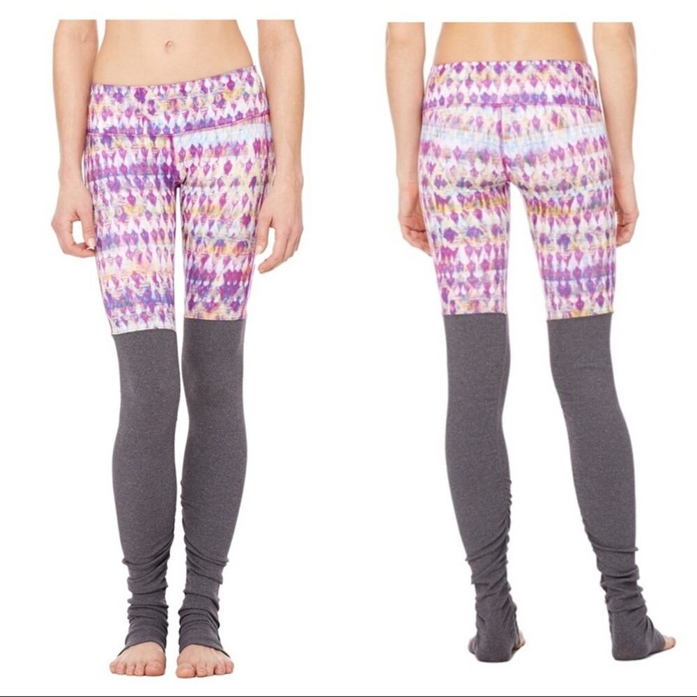ALO Yoga Bhakti Print Goddess Ribbed Legging Size Small